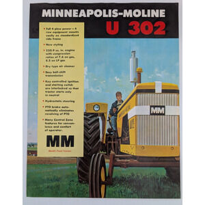 Minneapolis Moline U 302 Tractor Sales Brochure Booklet Vintage 1965 MM